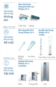 Đèn UVC khử trùng phòng kín - diệt khuẩn không khí Upper Air - bề mặt Trolley và vật thể Chamber - UVC Philips