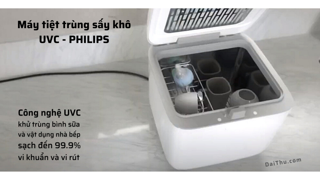 Máy tiệt trùng sấy khô bình sữa chất lượng cao bằng công nghệ UVC Philips 10L TC VN – 8719514326415 khử 99% vi khuẩn - An toàn cho Mẹ và Bé