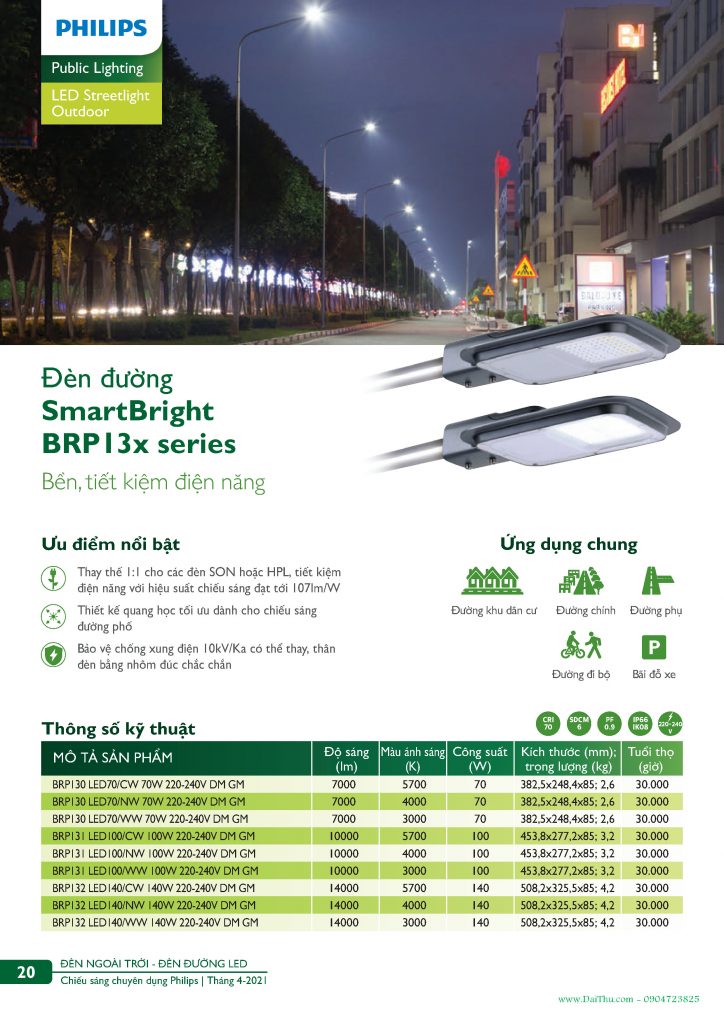Catalogue-Den-LED-Philips-DaiThuCom-2021-Den-Duong-BRP13x-Series-Chieu-Sang-Cong-Cong-Page20